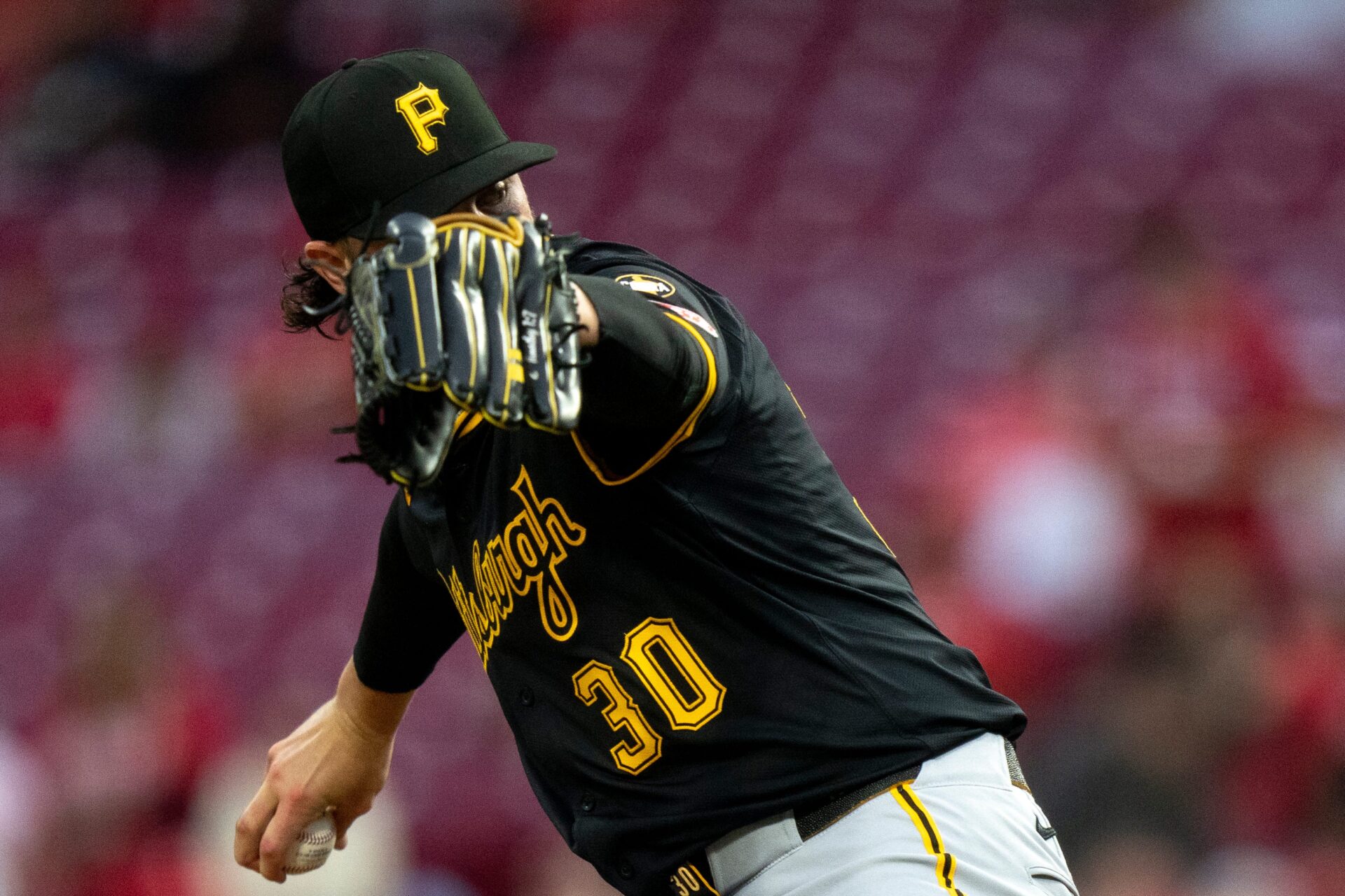 Pittsburg Pirates pitcher Paul Skenes (30) pitches in the first inning between Cincinnati Reds and Pittsburg Pirates at Great American Ball Park in Cincinnati on Sept. 24, 2025.
