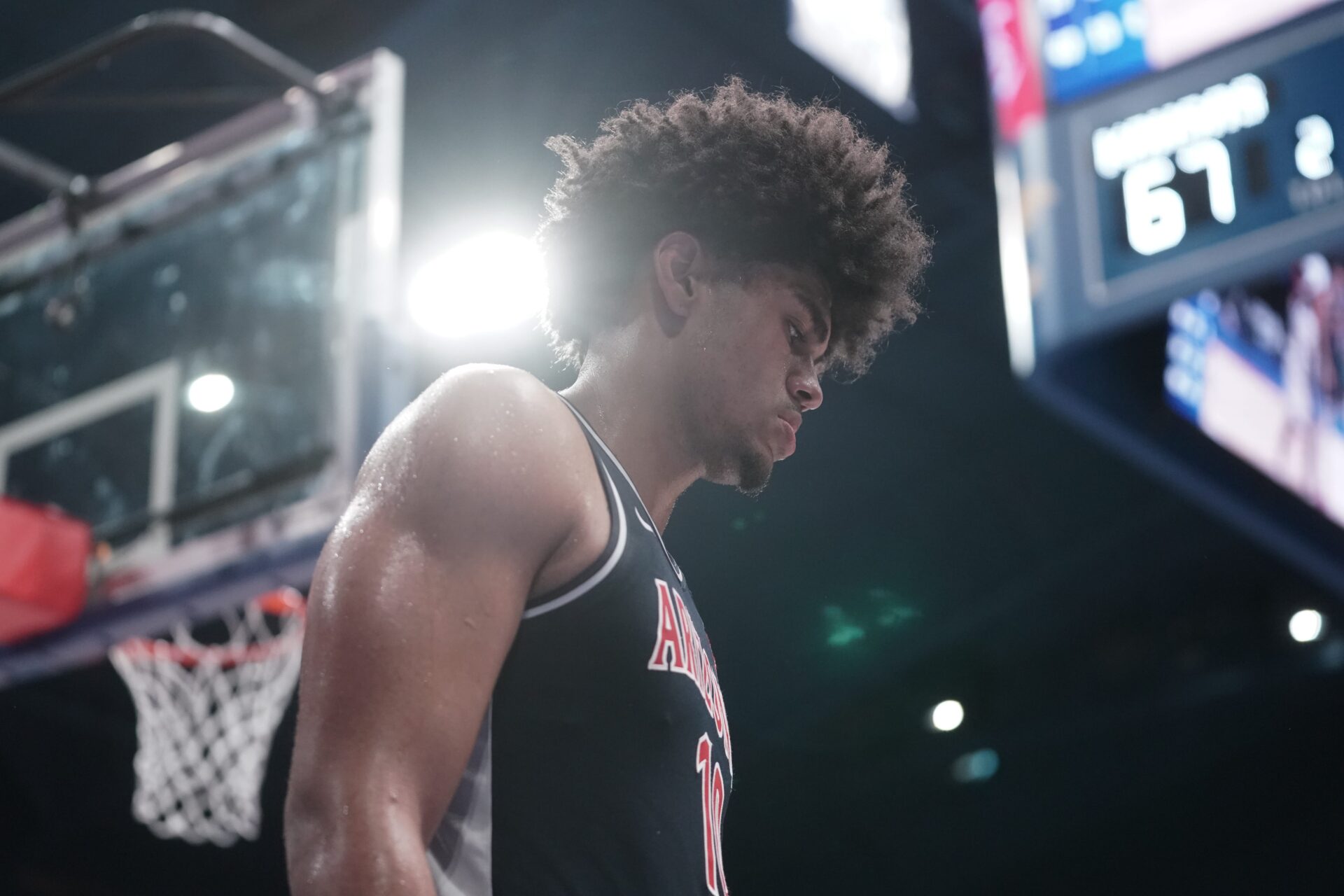 Arizona Wildcats forward Koa Peat (10) awaits for an inbound pass during the game against Kansas Jayhawks inside Allen Fieldhouse on Feb. 9, 2026.